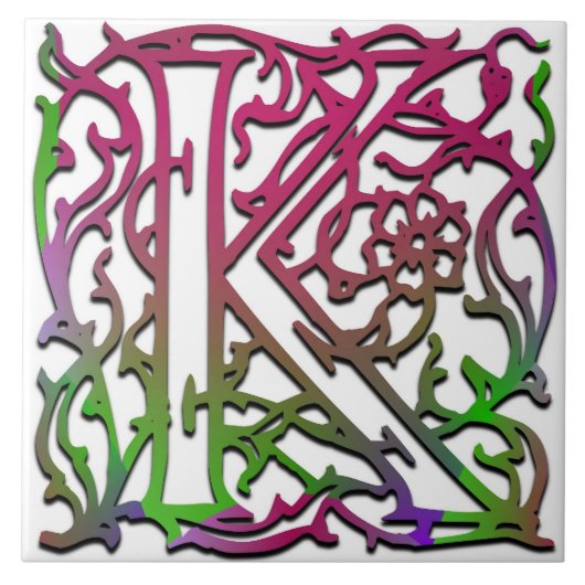 K Monogram "Besque Garden" Keramik Tile Fliese (Vorderseite)