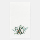 K Monogram Botanical Floral Guest Handtücher Serviette (Vorderseite)