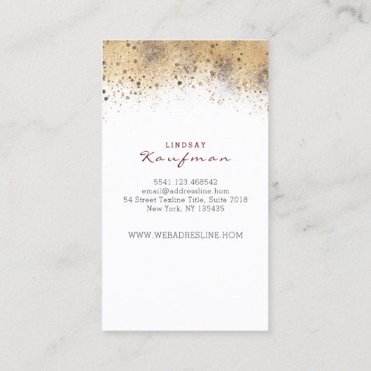 K Monogram Burgundy Red Florals und Gold Glitzer Visitenkarte (Rückseite)