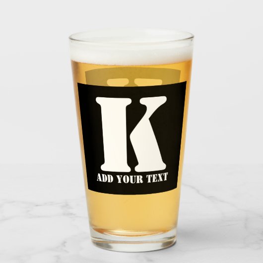 K Monogram Classic Trendy Custom Wedding Templa Glas (Vorne (Gefüllt))