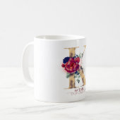 K Monogram Floral Burgundy Red and Navy Blue Kaffeetasse (Vorderseite Links)