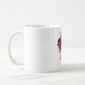 K Monogram Floral Burgundy Red and Navy Blue Kaffeetasse (Links)