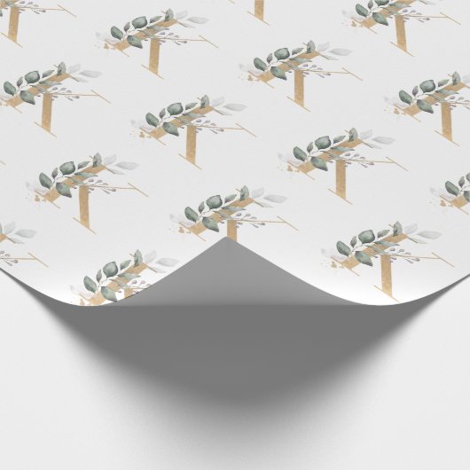 K Monogram Floral Geschenkpapier (Ecke)