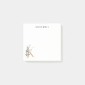 K Monogram Floral Notes Post-it Klebezettel (Vorderseite)