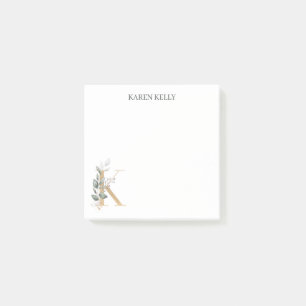 K Monogram Floral Notes Post-it Klebezettel