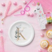 K Monogram Floral Pappteller (Party)