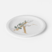 K Monogram Floral Pappteller (Schrägansicht)