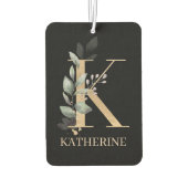 K Monogram Floral Personalisiert Autolufterfrischer (Rückseite)