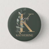 K Monogram Floral Personalisiert Button (Vorderseite)