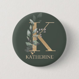 K Monogram Floral Personalisiert Button