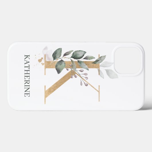 K Monogram Floral Personalisiert Case-Mate iPhone Hülle (Rückseite (Horizontal))