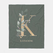 K Monogram Floral Personalisiert Fleecedecke (Vorderseite)