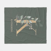 K Monogram Floral Personalisiert Fleecedecke (Vorderseite (Horizontal))