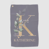 K Monogram Floral Personalisiert Golfhandtuch (Vorderseite)