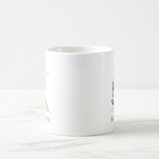 K Monogram Floral Personalisiert Kaffeetasse (Mittel)