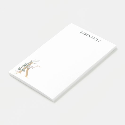 K Monogram Floral Postit Notes Post-it Klebezettel (angewinkelt)
