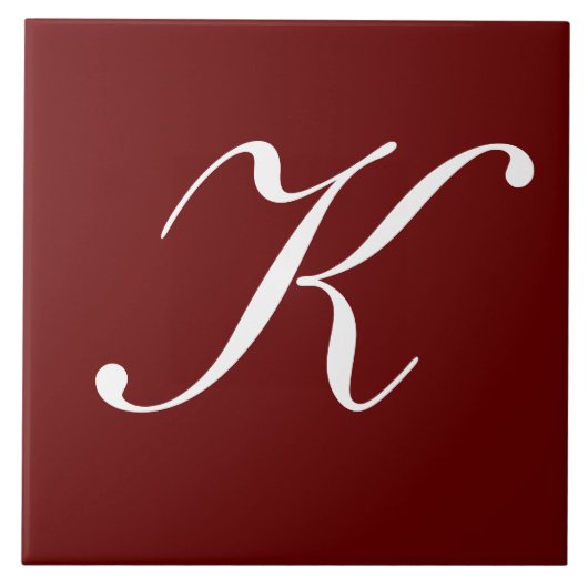 "K" Monogram Initial White on Maroon Fliese (Vorderseite)