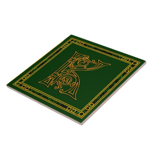 K Monogram "Irish Gold on Green" Keramik Tiles Fliese (Seite)