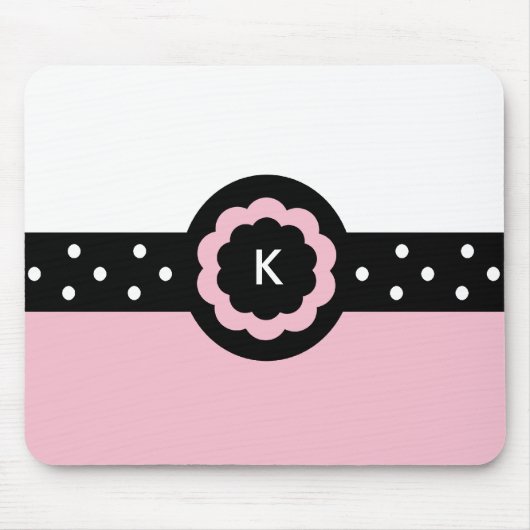 K: Monogram K Dotted Pink & White Mousepad (Vorne)