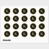 K: Monogram K Elegant Gold and Black Stickers (Blatt)