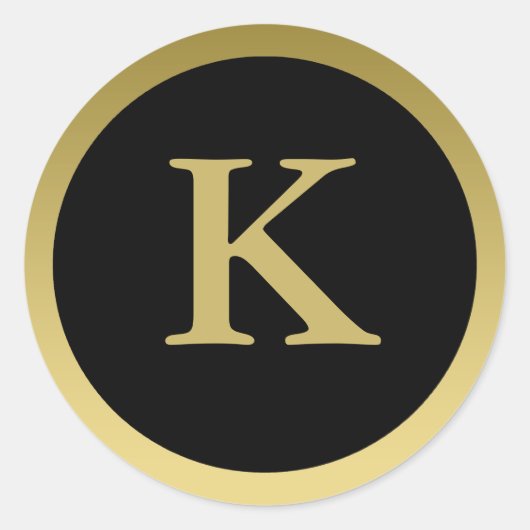 K: Monogram K Elegant Gold and Black Stickers (Vorderseite)