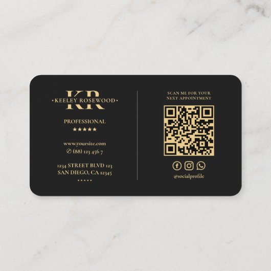 K Monogram Logo Elegant Black Modern Visitenkarte (Rückseite)