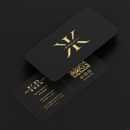 K Monogram Logo Elegant Black Modern Visitenkarte