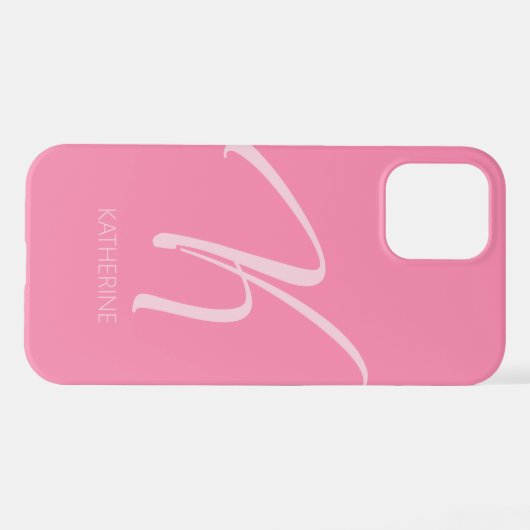 K Monogram Personalisiert Pink iPhone Case iPhone Hülle (Rückseite (Horizontal))
