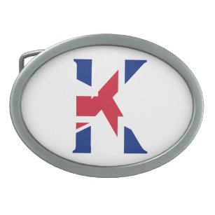 K Monogram überlagert sich auf der Flagge der Unio Ovale Gürtelschnalle