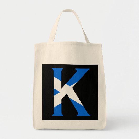 K Monogram überlagert sich auf der schottischen Fl Tragetasche (Vorne)