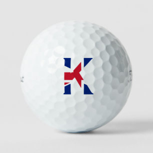 K Monogram überlagert sich auf der Union Jack Flag Golfball