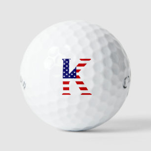 K Monogram überlagert sich auf der US-Flagge css g Golfball