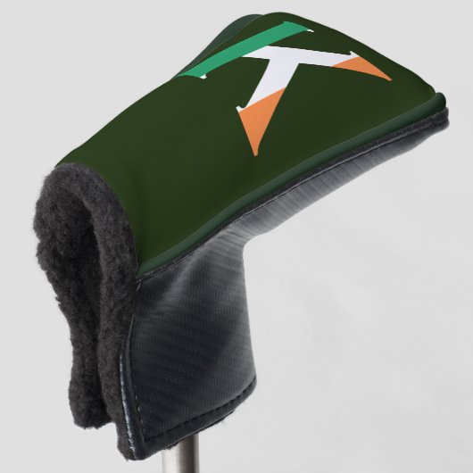 K Monogram überlagert sich auf irischer Flagge Golf Headcover (3/4 Vorderseite)
