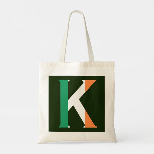 K Monogram überlagert sich auf irischer Flagge Tragetasche (Rückseite)