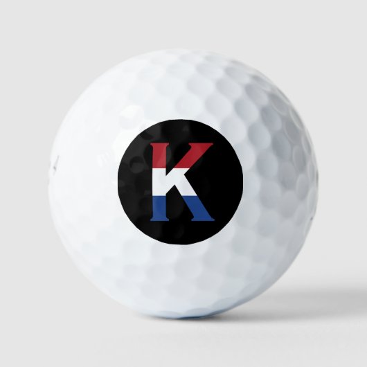 K Monogram überlagert sich auf NLD Flag auf bk be6 Golfball (Vorderseite)