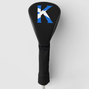 K Monogram überlagert sich auf schottischer Flagge Golf Headcover