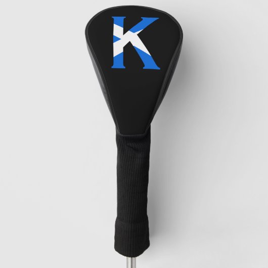 K Monogram überlagert sich auf schottischer Flagge Golf Headcover (Vorderseite)