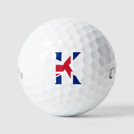 K Monogram überlagert sich auf UniJack Flag css gb Golfball (Vorderseite)