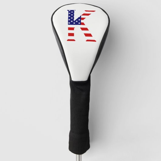 K Monogram überlagert sich auf US-Flaggendokumenta Golf Headcover (Vorderseite)