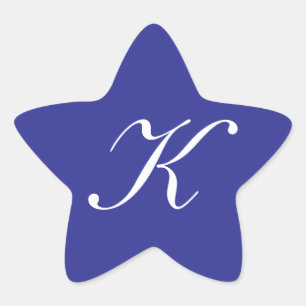 "K" Monogramm Initial Weiß auf Blau Stern-Aufkleber