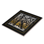 K-Monogramm-keltische schwarze Fliese (Seite)