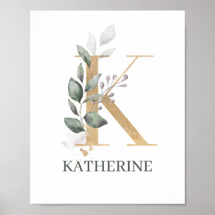 K Monogramm Personalisiertes Faltblatt Poster