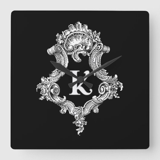 K Monogramm Quadratische Wanduhr (Vorderseite)