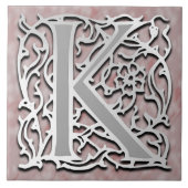 K-Monogramm-"Silber-Stein" Keramik-Fliese Fliese (Vorderseite)