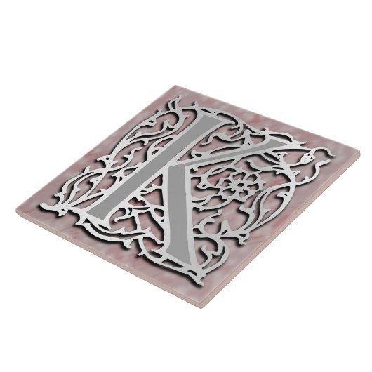 K-Monogramm-"Silber-Stein" Keramik-Fliese Fliese (Seite)