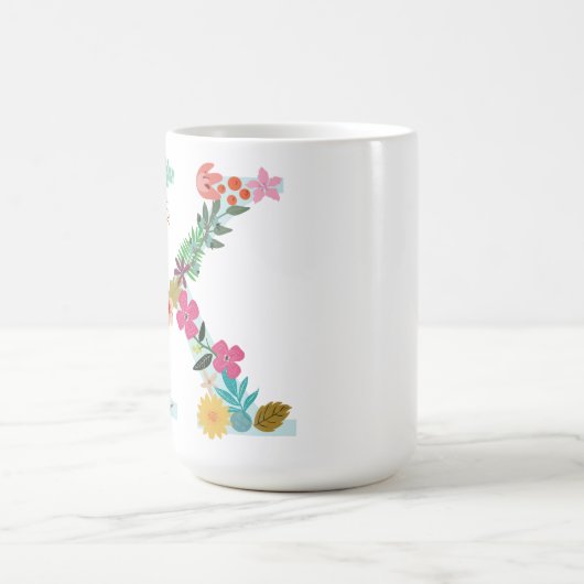 K Monogramm-Tasse, Initial, Botanisch Kaffeetasse (Mittel)