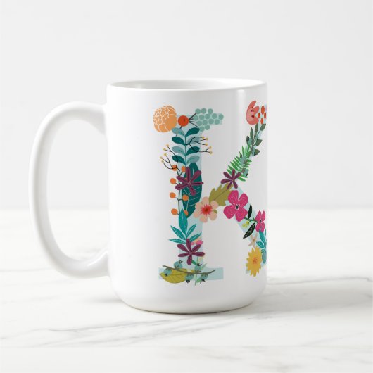 K Monogramm-Tasse, Initial, Botanisch Kaffeetasse (Links)