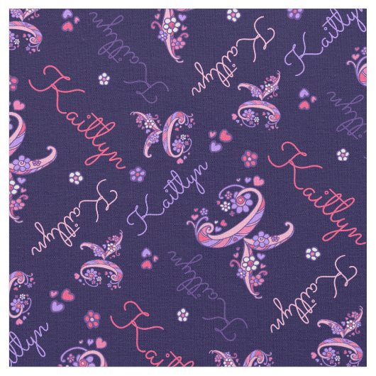 K Monogramm und personalisierter Name Kaitlyn Stof Stoff (Nahaufnahme)