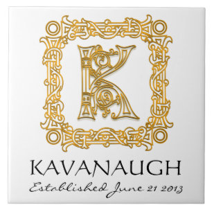 "K" Nachname Hochzeitstag Monogram Tile Fliese