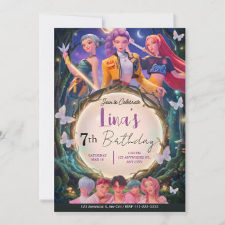 K-Pop Demon Hunters Anime Girl Birthday Einladung